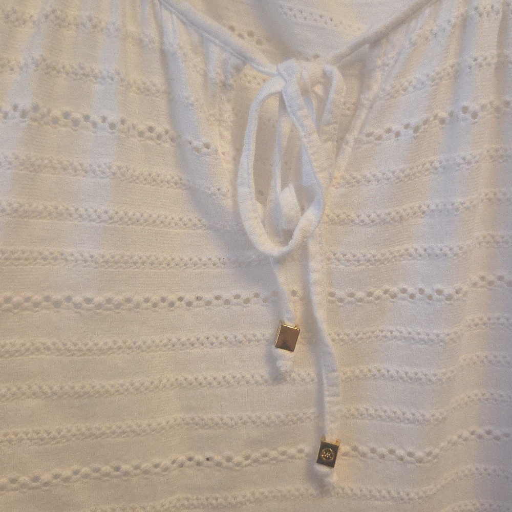 Michael Kors White Cold-Shoulder Tie-Front Knit Tunic Top - 3X - Picture 5 of 11
